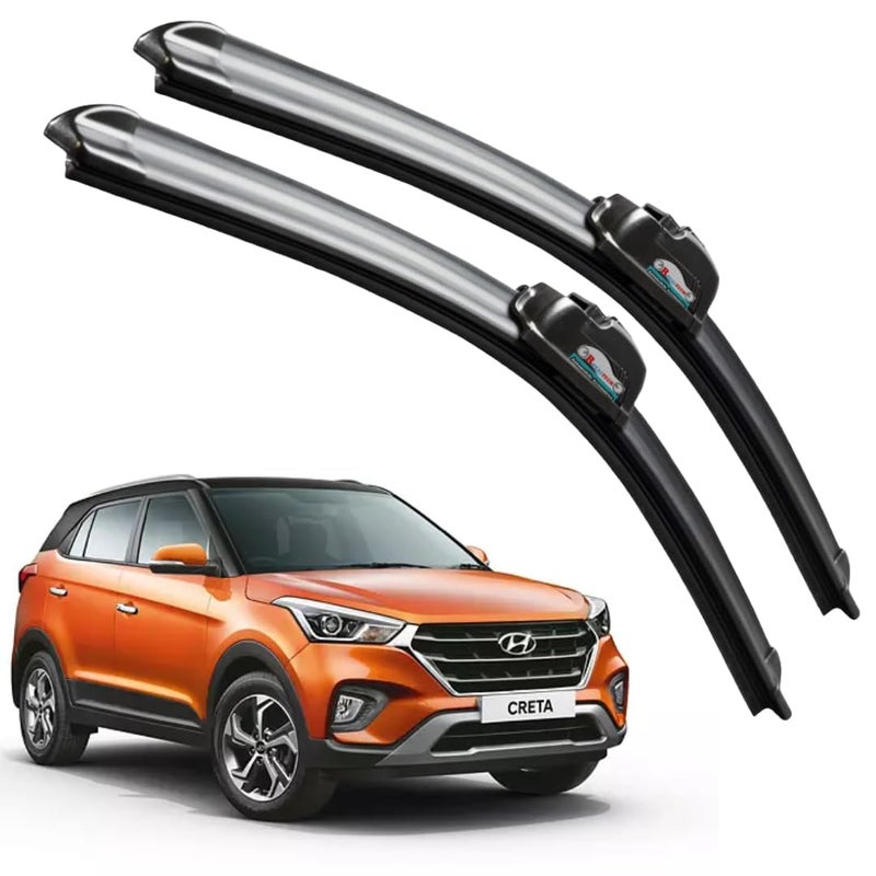 ROYALTECH Frameless Rubber Car Wiper Blades Set of 2 Compatible with (Hyundai Creta (2015-2019) (D-26,P-16)) - Image 1