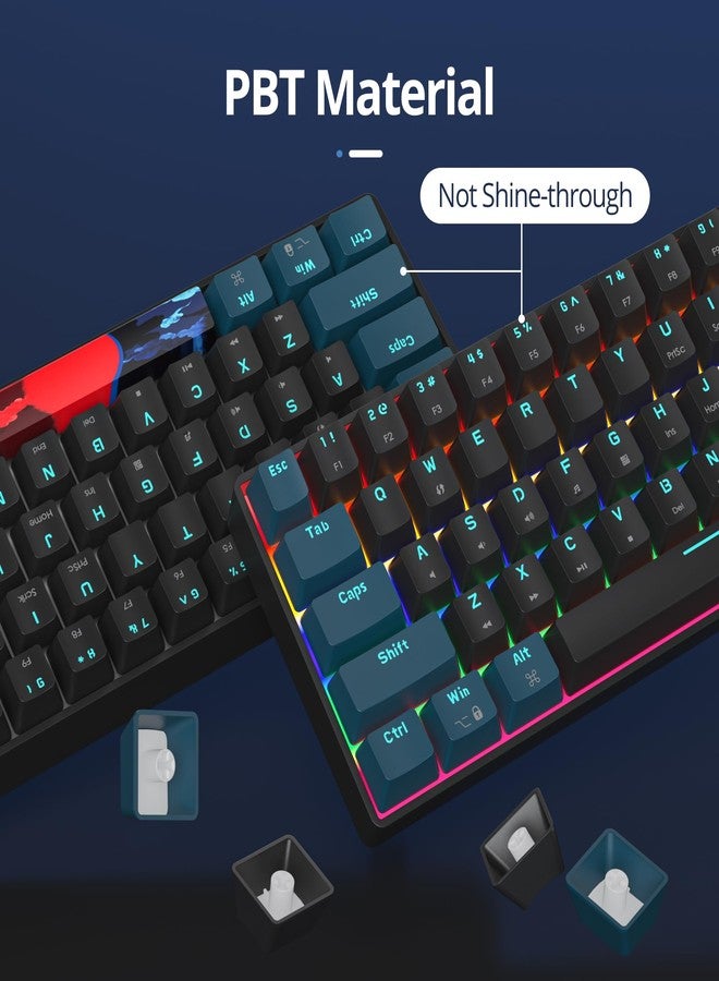 surmen 65% Mechanical Gaming Keyboard with Linear Red Switch, Wired Mini Compact Keyboard 60 Percent Backlit for Laptop Desktop PC Gamers（68 Monster B-Rainbow） - Image 3