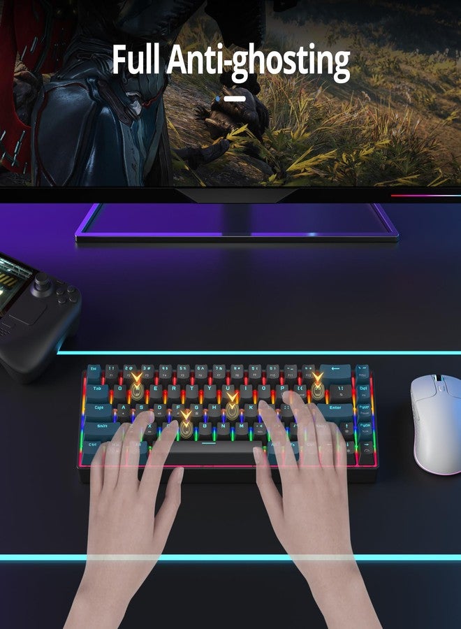 surmen 65% Mechanical Gaming Keyboard with Linear Red Switch, Wired Mini Compact Keyboard 60 Percent Backlit for Laptop Desktop PC Gamers（68 Monster B-Rainbow） - Image 5