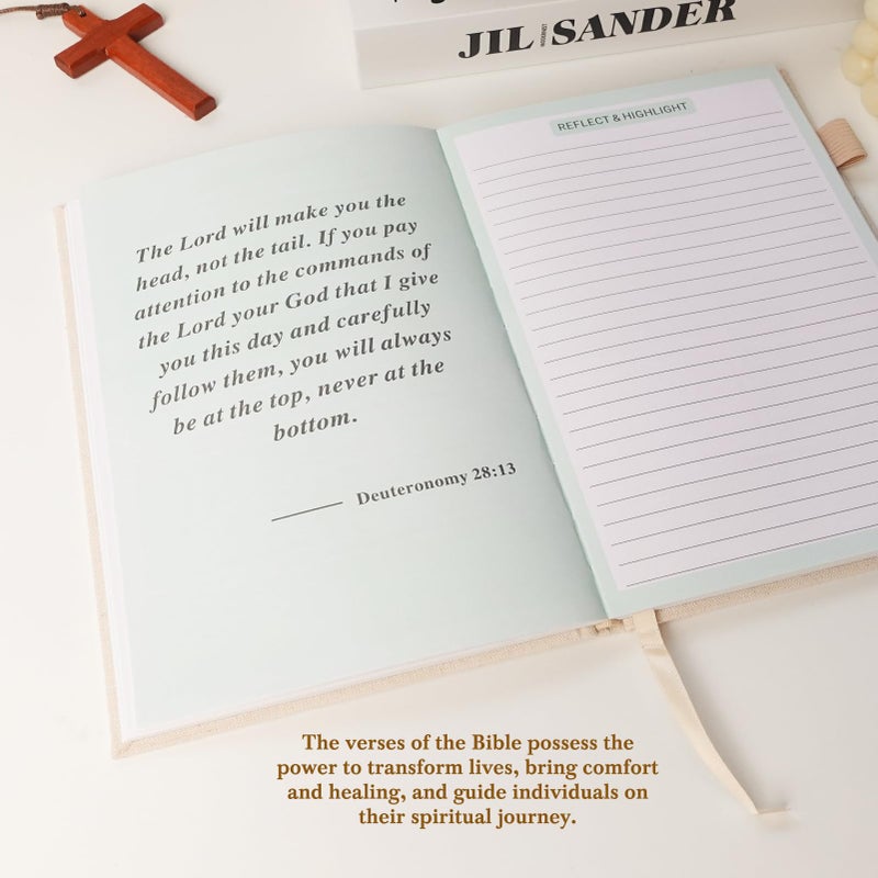 Zorblinx Prayer Journal for Woman - 60 Weeks Bible Journal with Prompts, Verse and Scripture - Devotional Journal for Women and Men, Bible Study Journal for Christians, Beige - Image 3