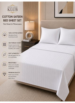 3-Piece Queen Size Bed Sheet Set – Cotton Sateen