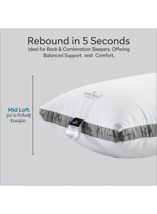 Donetella white -1pcs Premium Hotel Pillow 1-Piece(1600 g) Size 50x75 cm Luxury Down Alternative Filling With Natural Cotton Cover Skin-Friendly,White  | Best Price UAE