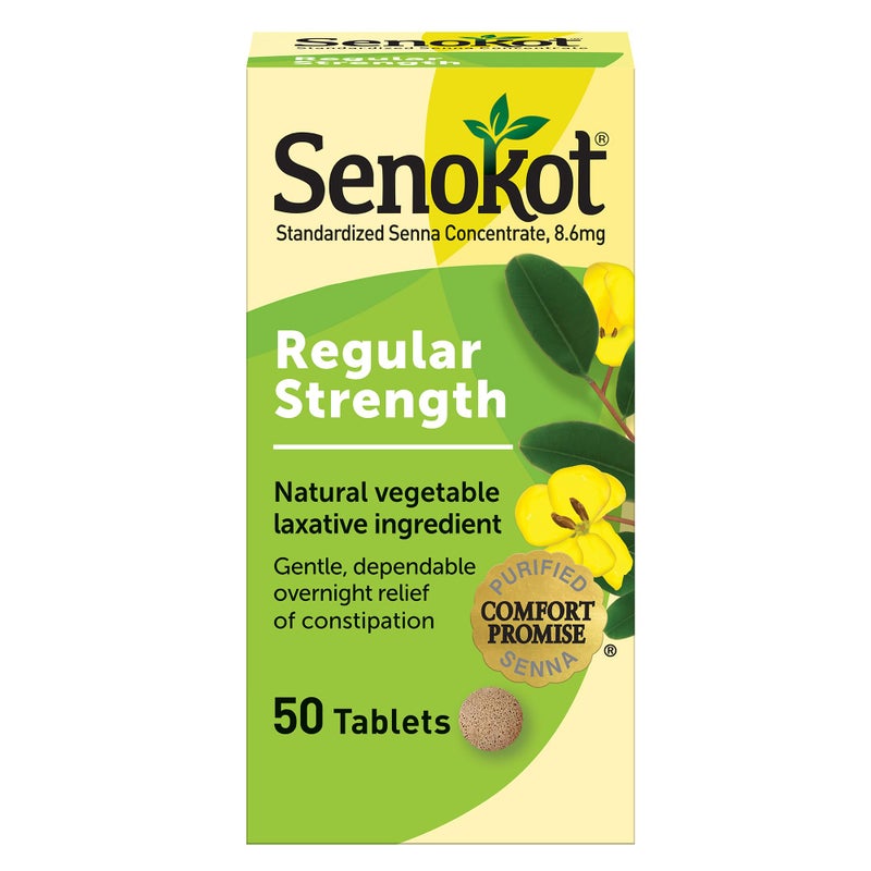 Senokot Regular Strength Tablets Natural Vegetable Laxative Ingredient, 50 Count - Image 1