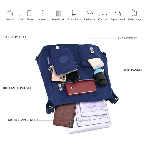 Dora & Liz Multipurpose Hobo Purse for Women with Antitheft RFID, Waterproof Nylon Crossbody Bag Shoulder Handbag, Convertible Backpack - Image 5