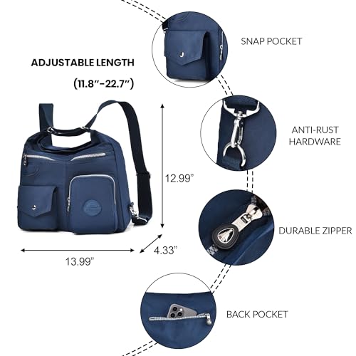 Dora & Liz Multipurpose Hobo Purse for Women with Antitheft RFID, Waterproof Nylon Crossbody Bag Shoulder Handbag, Convertible Backpack - Image 4