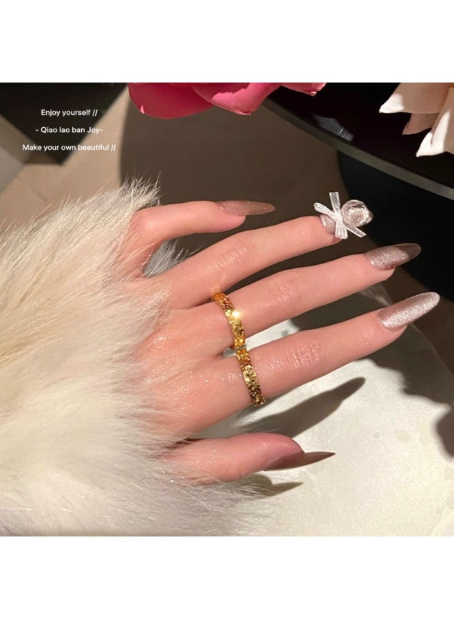 AuliceVerse Open Adjustable Starry Sparkle Couple Ring Set 2 Rings Suitable for Stacking Great Gift for Engagements and Birthdays - Image 3