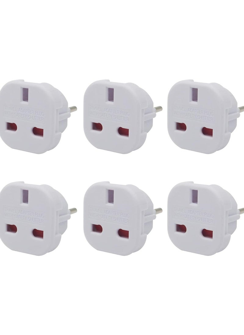 Generic - EU Travel Adapter Pack of 6, UK to European Plug Adapter, Europe Converter Type C, E, F for Spain, France, Italy, Portugal, Germany, Netherlands, Greece, Poland, Turkey and More, Plug Converter - Image 1
