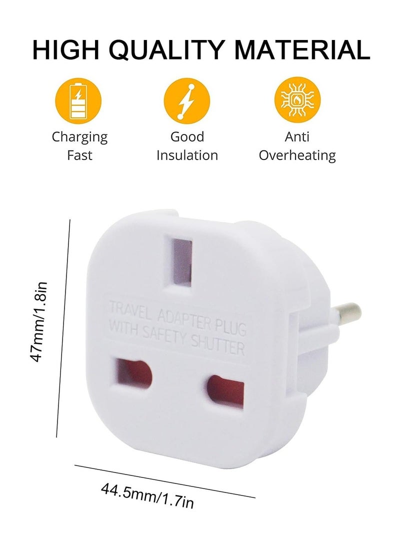 Generic - EU Travel Adapter Pack of 6, UK to European Plug Adapter, Europe Converter Type C, E, F for Spain, France, Italy, Portugal, Germany, Netherlands, Greece, Poland, Turkey and More, Plug Converter - Image 1