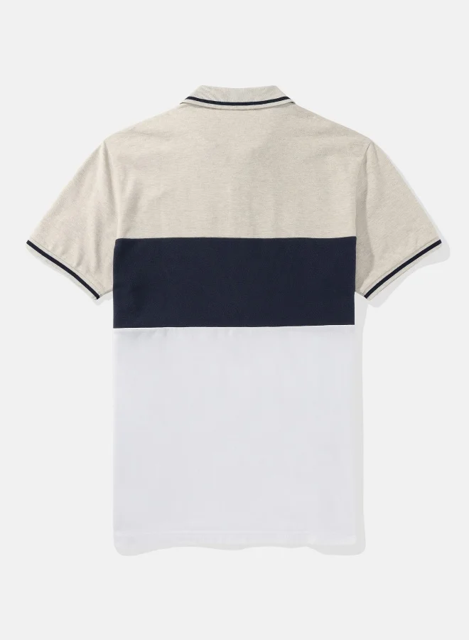 American Eagle AE Colorblock Logo Flex Pique Polo Shirt