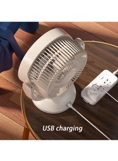 Arabest USB Charging Desk Fan Silent Desk Fan Cooling Fan Wall Mounted Fan Air Circulation Desk Fan with Night Light 4 Wind Speeds 360 Degree Rotation Portable Wall Mounted Fan for Home Office Study Room (White)  - Image 3