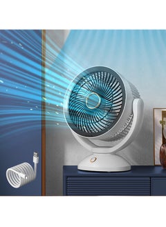 Arabest USB Charging Desk Fan Silent Desk Fan Cooling Fan Wall Mounted Fan Air Circulation Desk Fan with Night Light 4 Wind Speeds 360 Degree Rotation Portable Wall Mounted Fan for Home Office Study Room (White)  - Image 1