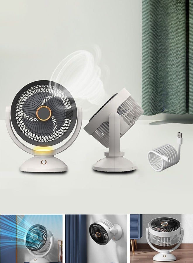 اوليو مروحة مكتب USB صغيرة، 4 سرعات للرياح، تعمل بمنفذ USB، مروحة تبريد سطح المكتب المحمولة، مروحة مكتب محيطية قوية وصامتة مع ضوء ليلي، دوران 90 درجة، رياح قوية، تشغيل هادئ، مناسبة للمنزل والمكتب والسيارة والسفر في الهواء الطلق - Image 3