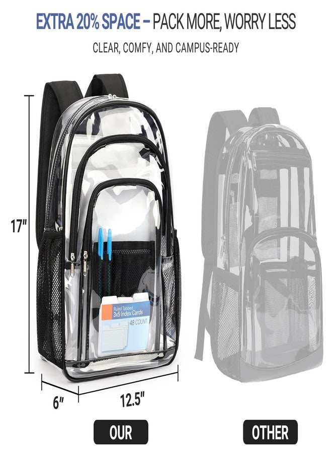 ZORFIN Clear Backpack for School: Large Clear Bookbag - Heavy Duty PVC Transparent Backpack for College Workplace Security, Black - Image 4