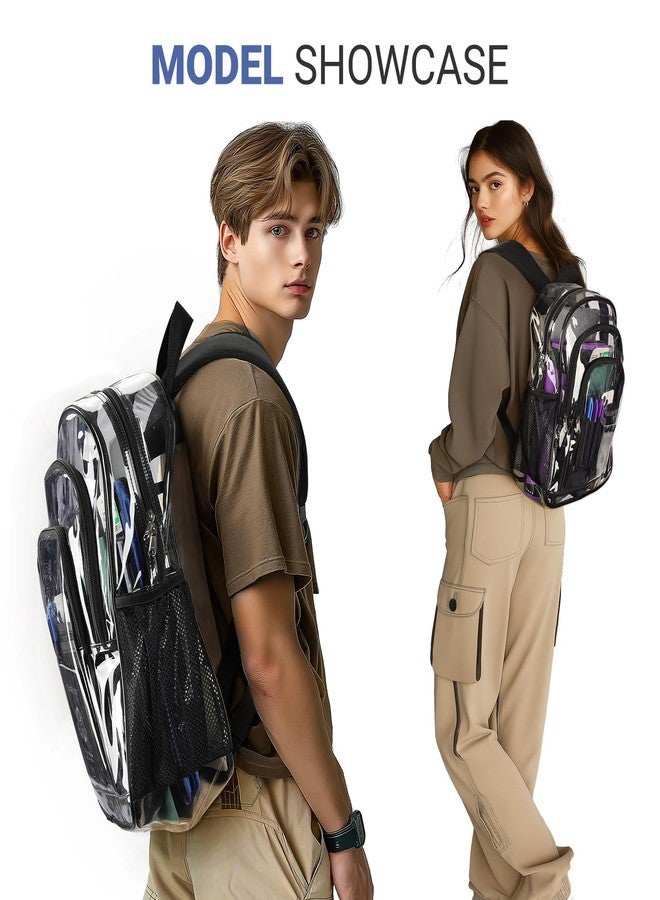 ZORFIN Clear Backpack for School: Large Clear Bookbag - Heavy Duty PVC Transparent Backpack for College Workplace Security, Black - Image 2