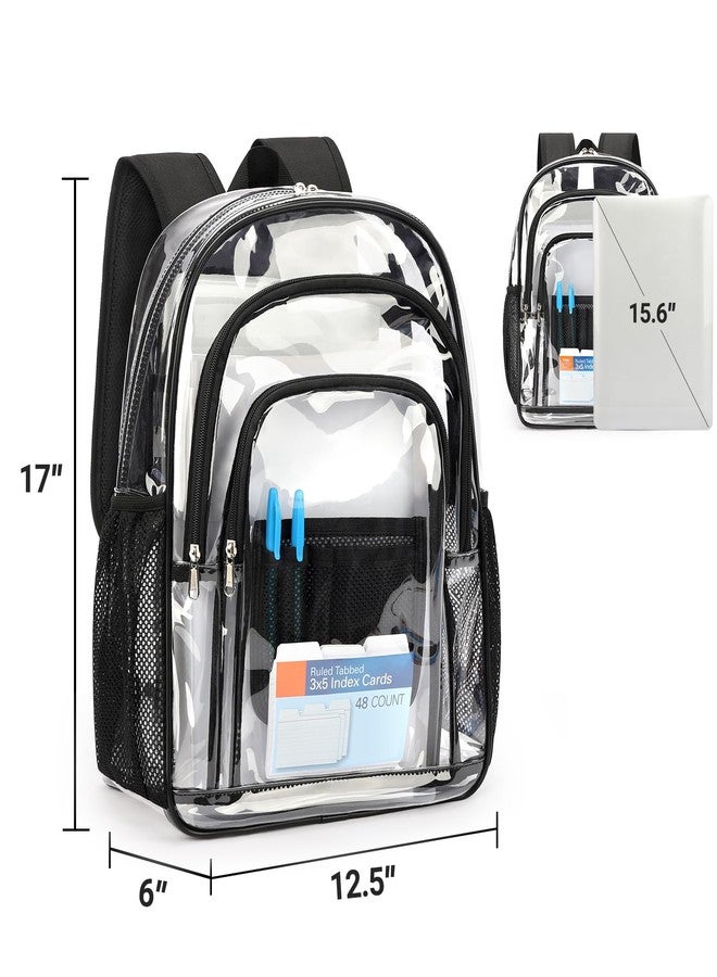 ZORFIN Clear Backpack for School: Large Clear Bookbag - Heavy Duty PVC Transparent Backpack for College Workplace Security, Black - Image 3