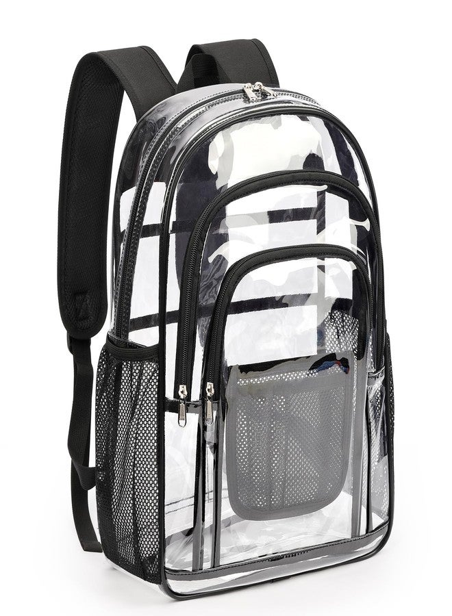 ZORFIN Clear Backpack for School: Large Clear Bookbag - Heavy Duty PVC Transparent Backpack for College Workplace Security, Black - Image 1