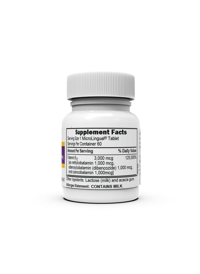 Superior Source No Shot Triple B12 3000 Mcg Quick Dissolve Sublingual Tablets 60 Ct Methylcobalamin Adenosylcobalamin  Cyanocobalamin Cognitive  Heart Health Nervous System Nongmo  - Image 3