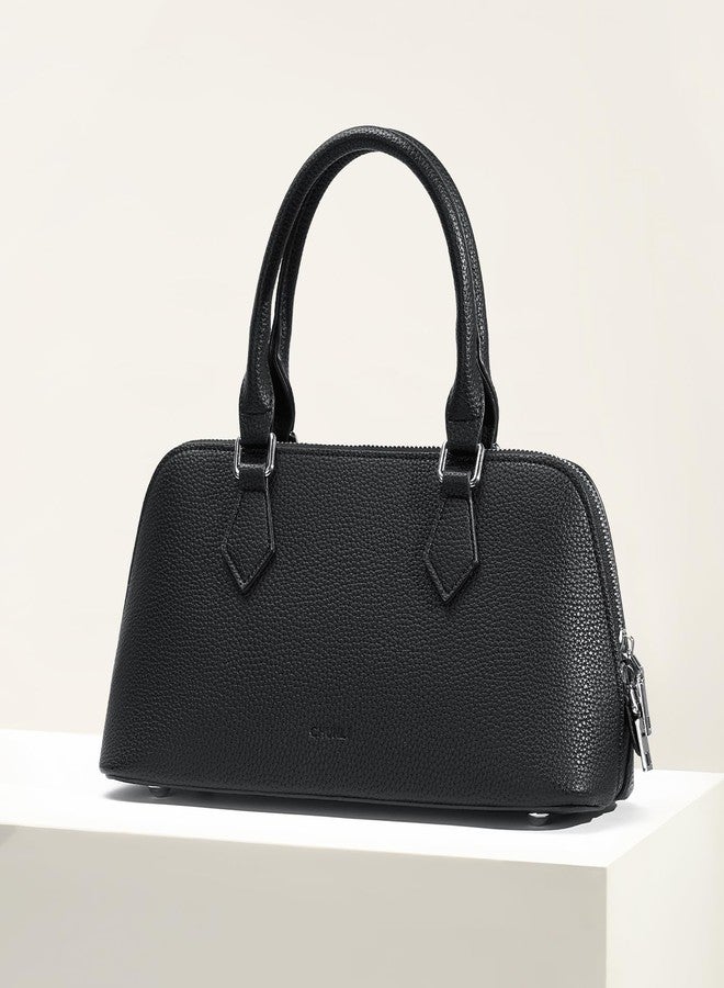 CHUNLI Women's Top Handle Crossbody Bag, Pu Leather Purse with Detachable Strap, Small Satchel Bags for Women, Black - Image 2