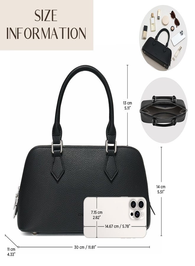 CHUNLI Women's Top Handle Crossbody Bag, Pu Leather Purse with Detachable Strap, Small Satchel Bags for Women, Black - Image 3