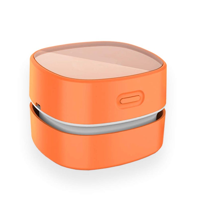 ODISTAR Desktop Vacuum Cleaner,Mini Table dust Sweeper Energy Saving with auto Power-Off Function,High Endurance up to 400 mins,Cordless&360º Rotatable Design for Keyboard/Office(Orange Charging) - Image 1
