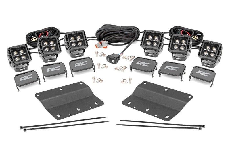 مجموعة مصابيح الضباب LED الثلاثية DRL من Rough Country لسيارة فورد برونكو 2021-2024 DRL أبيض