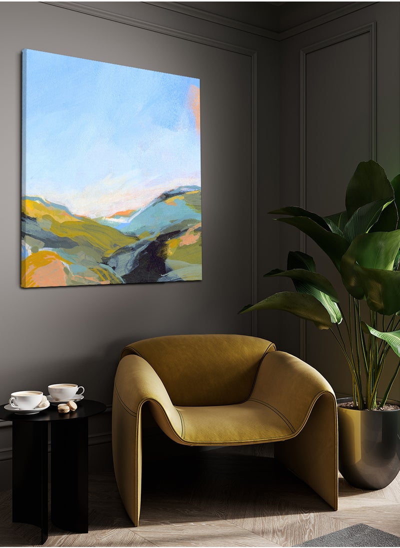 LOWHA Square Canvas Wall Art Stretched Over Wooden Frame with Gouache Painting  - Image 3