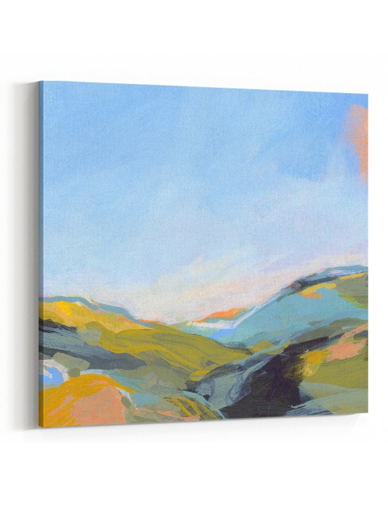 LOWHA Square Canvas Wall Art Stretched Over Wooden Frame with Gouache Painting  - Image 4