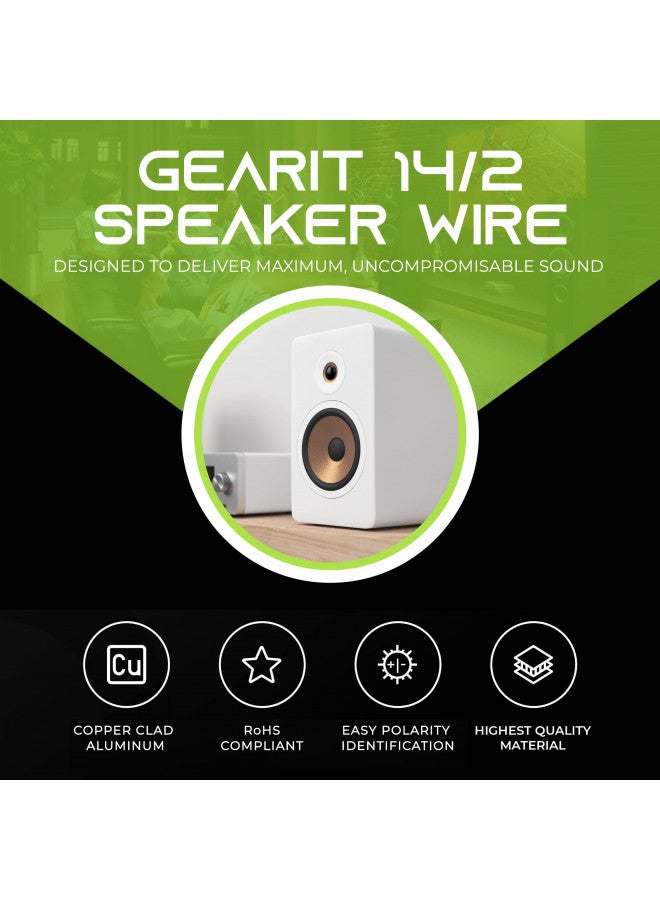 GearIT سلك مكبر الصوت 14AWG، سلك مكبر الصوت من سلسلة GearIT Pro مقاس 14 AWG (500 قدم / 152.4 متر) استخدام رائع لمكبرات الصوت في المسرح المنزلي ومكبرات الصوت في السيارة باللون الأسود - Image 3