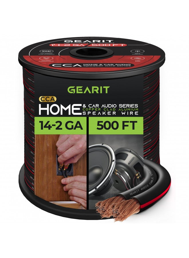 GearIT سلك مكبر الصوت 14AWG، سلك مكبر الصوت من سلسلة GearIT Pro مقاس 14 AWG (500 قدم / 152.4 متر) استخدام رائع لمكبرات الصوت في المسرح المنزلي ومكبرات الصوت في السيارة باللون الأسود - Image 1