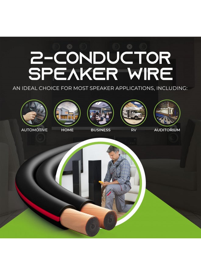 GearIT سلك مكبر الصوت 14AWG، سلك مكبر الصوت من سلسلة GearIT Pro مقاس 14 AWG (500 قدم / 152.4 متر) استخدام رائع لمكبرات الصوت في المسرح المنزلي ومكبرات الصوت في السيارة باللون الأسود - Image 4