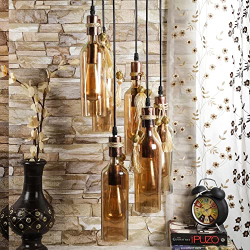 WHITERAY Cluster of 6 Copper Antique Hanging Chandelier Light, Antique Design, Luster Glass for Bedroom, Living Room, Café, Restaurant, Hallway, Kitchen, Over The Dining Table, Hotels (with Bulb) - Image 2