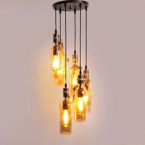 WHITERAY Cluster of 6 Copper Antique Hanging Chandelier Light, Antique Design, Luster Glass for Bedroom, Living Room, Café, Restaurant, Hallway, Kitchen, Over The Dining Table, Hotels (with Bulb) - Image 3