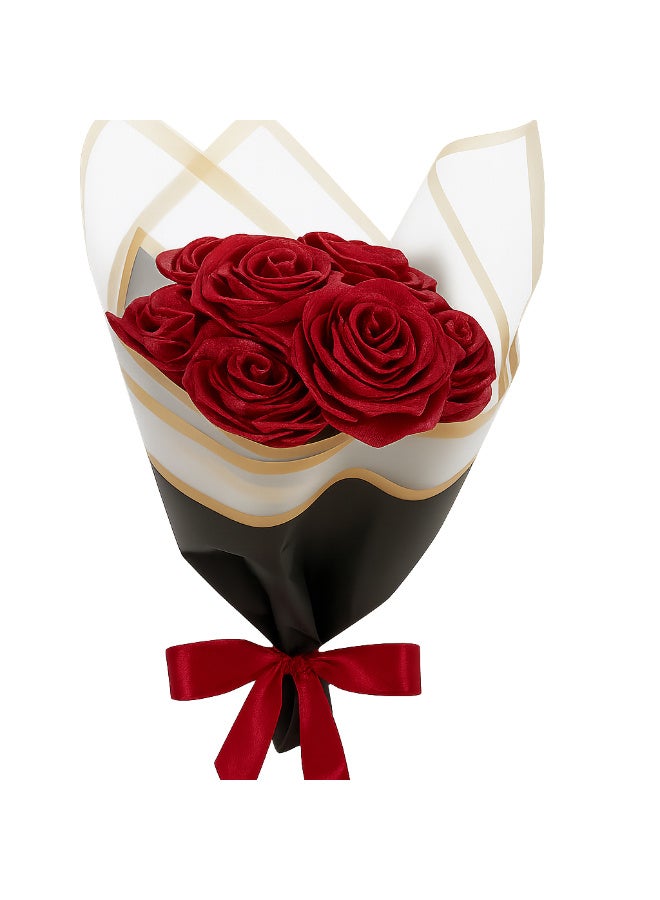 Handmade Satin Rose Bouquet, 7 Roses, Everlasting Elegant Gif