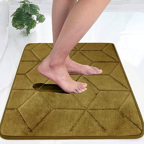 Status Contract Memory Foam Bath Mat Rug, Ultra Soft and Non-Slip Bathroom Rugs, Water Absorbent and Machine Washable Bath Rug for Bathroom, Shower, and Tub, 16" x 24" (Brown), Rectangular - Image 1