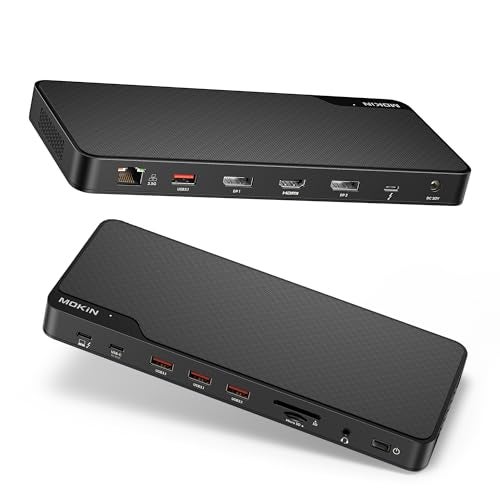 MOKiN Thunderbolt 4 Dock 16 Ports Laptop Docking Station Dual Monitor for MacBook Docking Station 3 Monitors for Windows with 150W DC PowerTB4 Cable25 Gigabit EthernetThunderbolt Certified - Image 1
