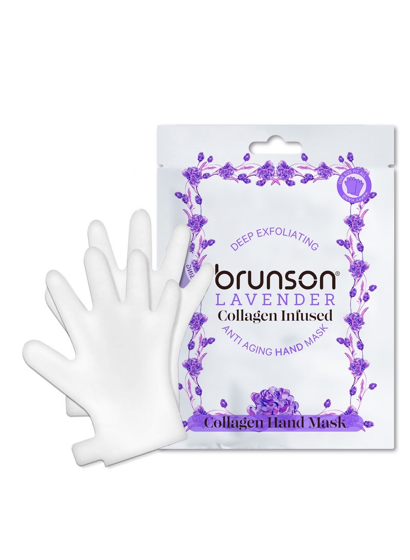 brunson وداعًا لليدين الخشنتين – قناع تقشير اليدين المضاد للشيخوخة من برونسون مع الكولاجين وخلاصة اللافندر: تقشير عميق ليدين أكثر صحة ونعومة - Image 1