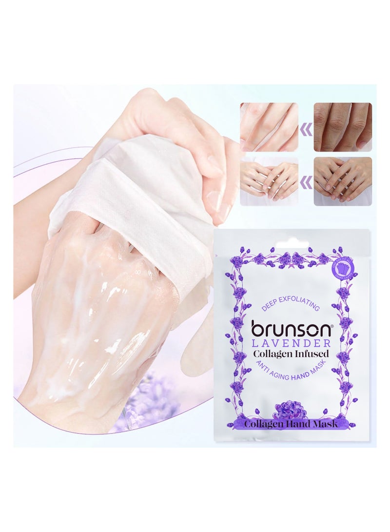 brunson وداعًا لليدين الخشنتين – قناع تقشير اليدين المضاد للشيخوخة من برونسون مع الكولاجين وخلاصة اللافندر: تقشير عميق ليدين أكثر صحة ونعومة - Image 3