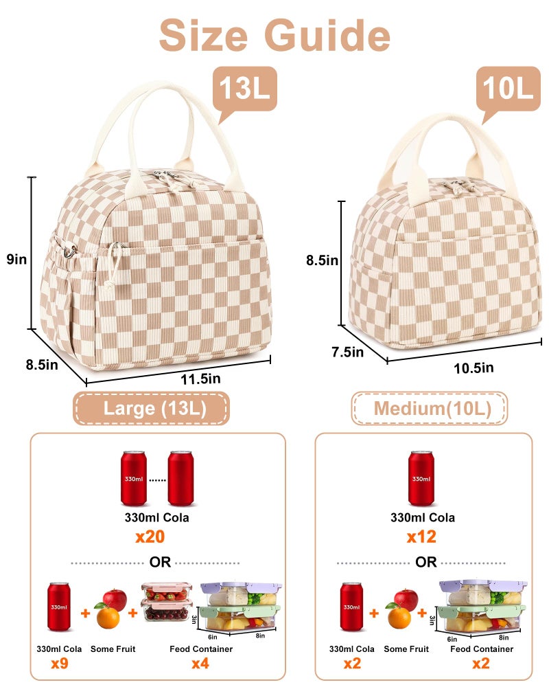 Bluboon Lunch Bag for Women Cute Corduroy Lunch Tote Bags with Shoulder Strap Reusable Insulated Lunch Box Large Capacity Reusable Insulated Cooler for Work Picnic or Travel (13L) - Image 2