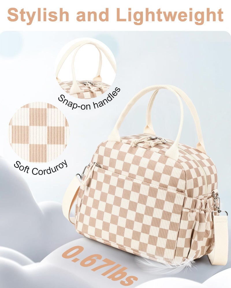 Bluboon Lunch Bag for Women Cute Corduroy Lunch Tote Bags with Shoulder Strap Reusable Insulated Lunch Box Large Capacity Reusable Insulated Cooler for Work Picnic or Travel (13L) - Image 5