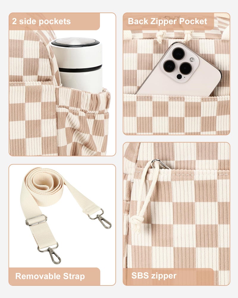 Bluboon Lunch Bag for Women Cute Corduroy Lunch Tote Bags with Shoulder Strap Reusable Insulated Lunch Box Large Capacity Reusable Insulated Cooler for Work Picnic or Travel (13L) - Image 4