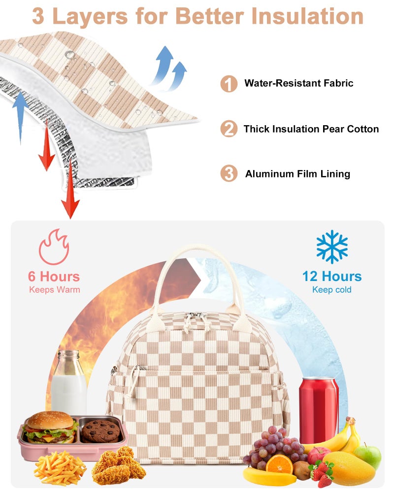 Bluboon Lunch Bag for Women Cute Corduroy Lunch Tote Bags with Shoulder Strap Reusable Insulated Lunch Box Large Capacity Reusable Insulated Cooler for Work Picnic or Travel (13L) - Image 3