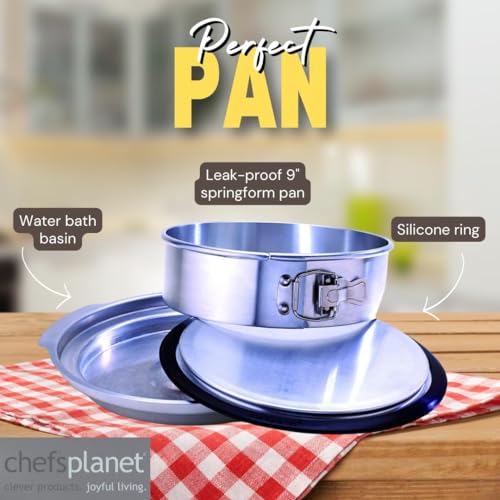 Chef's Planet Perfect Pan - 9-inch Round Baking Pan with Leak-Proof, Easy-Lock Spring Form Pan and Water Bath Basin for Delicate Creations - Image 2