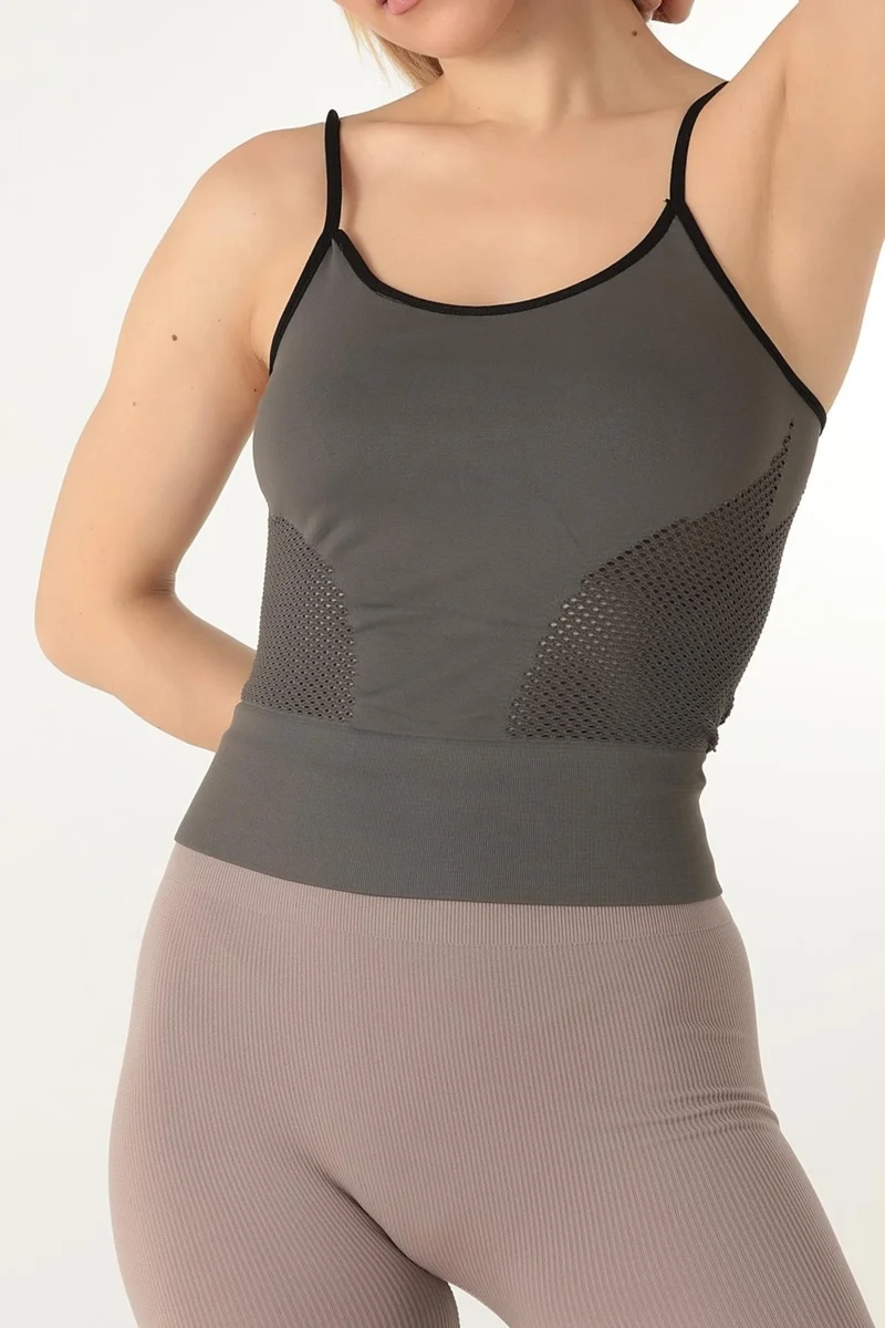 Miorre Thin Strap Mesh Detailed Sports T-Shirt