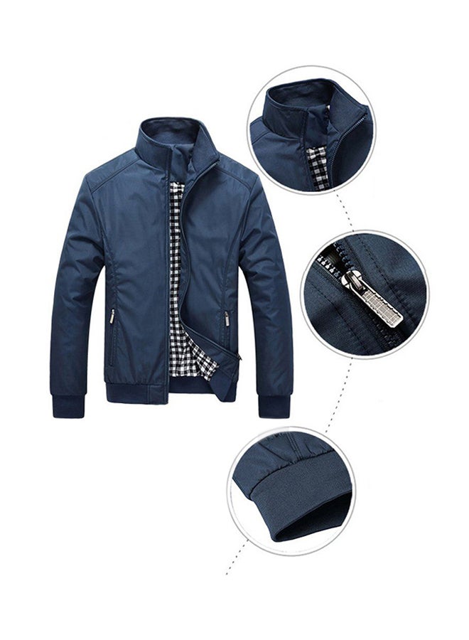 Men Spring Autumn Business Style Slim Jacket Blue - Image 3
