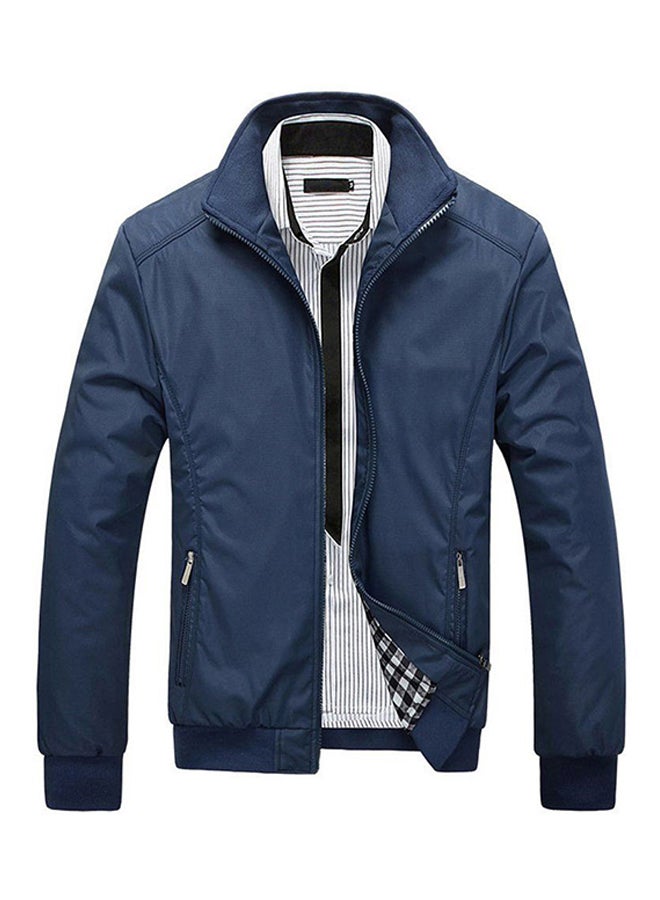 Men Spring Autumn Business Style Slim Jacket Blue - Image 1