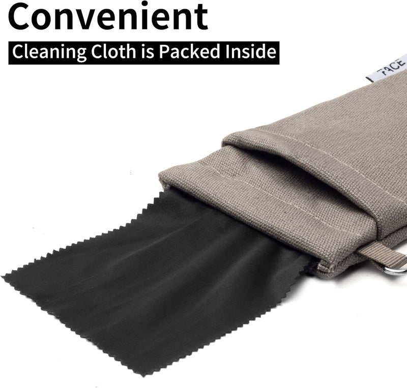 Face Shadow Double Glasses Case Soft Eyeglass Case For Women Men Squeeze Top Sunglasses Case With Cleaning Cloth - Image 4