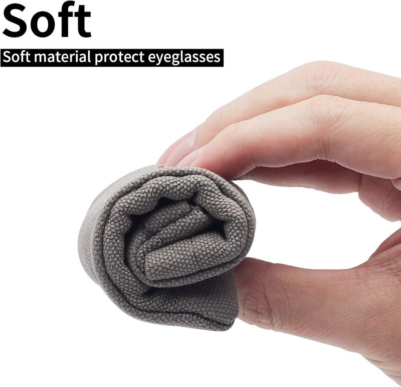 Face Shadow Double Glasses Case Soft Eyeglass Case For Women Men Squeeze Top Sunglasses Case With Cleaning Cloth - Image 5