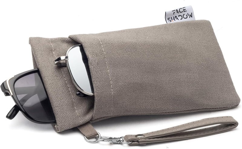 Face Shadow Double Glasses Case Soft Eyeglass Case For Women Men Squeeze Top Sunglasses Case With Cleaning Cloth - Image 1