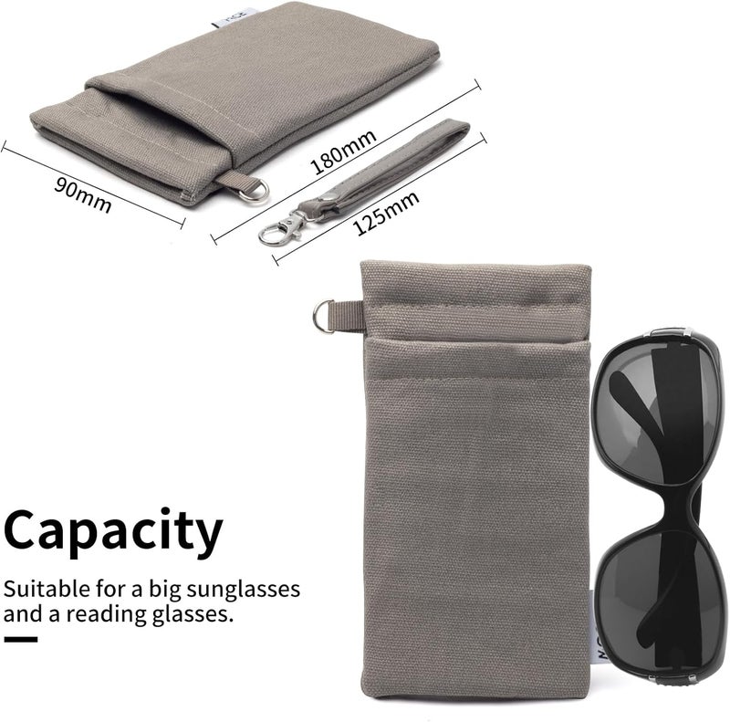 Face Shadow Double Glasses Case Soft Eyeglass Case For Women Men Squeeze Top Sunglasses Case With Cleaning Cloth - Image 3