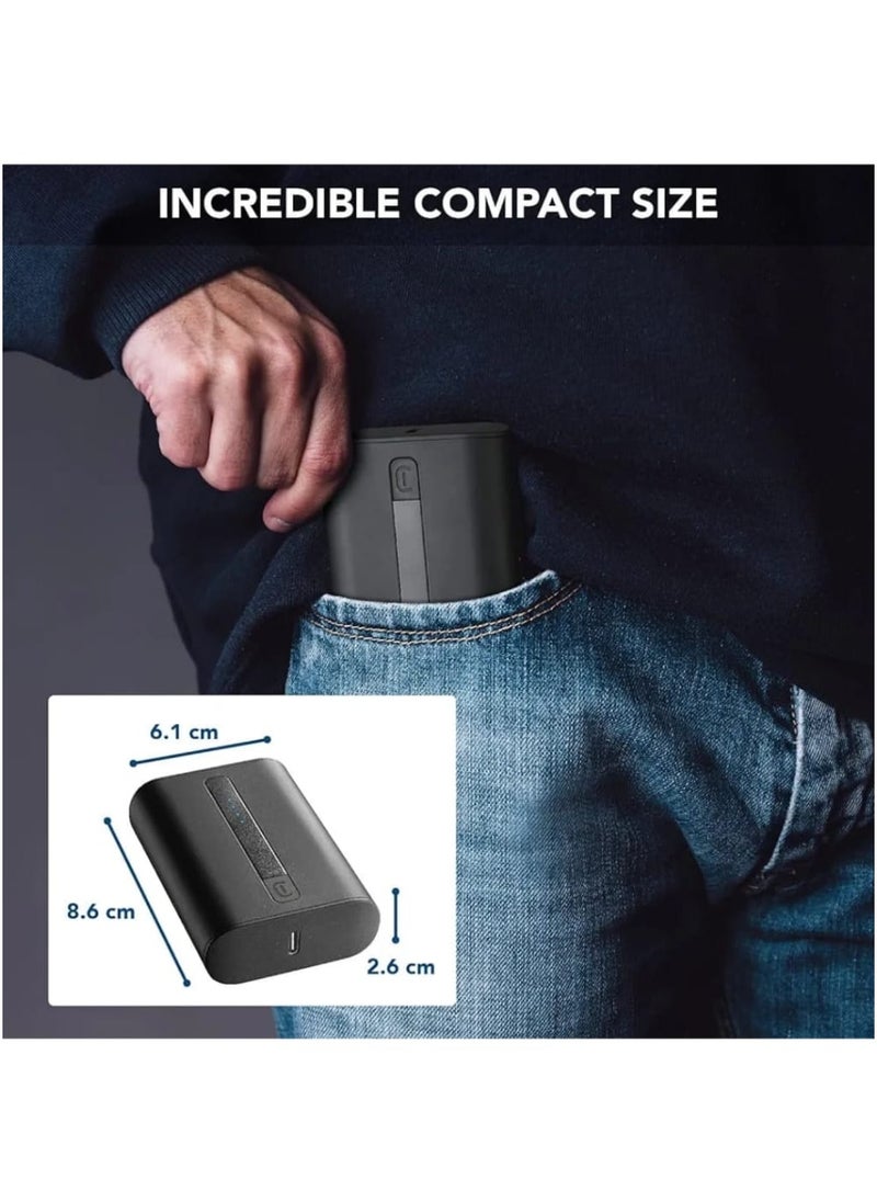 Cellularline - Cellularline - THUNDER - 10,000 mAh power bank with USB-C to USB-C cable - Power Delivery 20W Fast Charging IN (BLACK) COLOUR - Image 1
